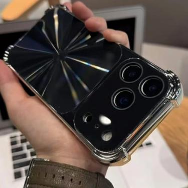 Imagem de Capa protetora com janela de vidro para iPhone 13, 14, 15, 16, 17 Pro Max e Air, à prova de choque, com bordas reforçadas e proteção reforçada (para iPhone 16 Pro/preta)