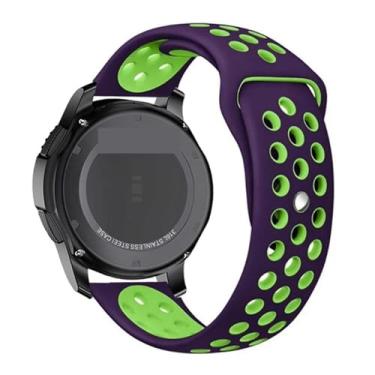 Imagem de TIOYW Pulseira de silicone para Galaxy Watch 3 de 20 mm e 22 mm de 45 mm/42 mm/Active-2 Gear S3 Frontier para Huawei GT/2/2e de 46 mm (pulseira de relógio roxo-limão, 20 mm)