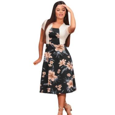 Imagem de Vestido Midi Godê Rodado Social Evangélico Roupas Plus Size Barato  - 