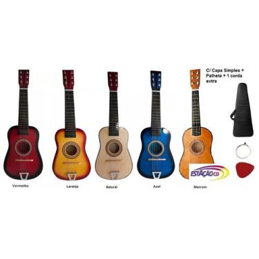 Imagem de Mini Violão Infantil Acústico Cordas Aço - Brinquedo + Capa - Guitar, 