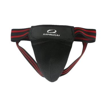 Imagem de Protetor De Virilha Masculino Adulto MMA Boxe Jockstrap Vermelho E Pre