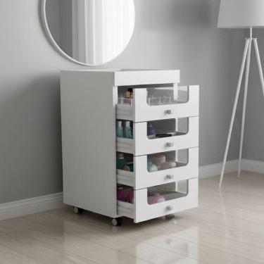 Imagem de Gaveteiro Carrinho de Maquiagem 4 Gavetas  Pe2009 Branco