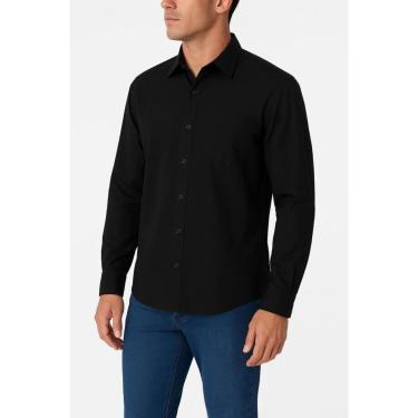 Imagem de Camisa Preta Social Original Amazon Essentials Regular Fit. - B07764-BL2R-Masculino