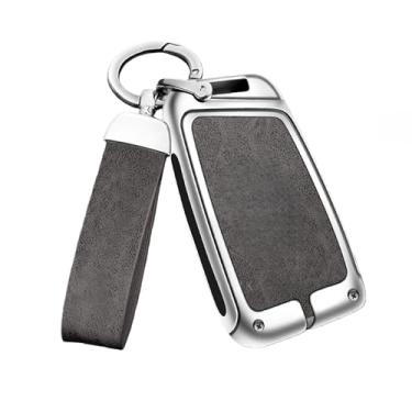 Imagem de Capa De Chave De Carro Em Liga De Zinco, Compatível Com Seat Ateca Leon Fr 2 Ibiza, Capa De Couro Genuíno De Alta Qualidade, Fivela, Acessórios Automotivos(C silver gray)