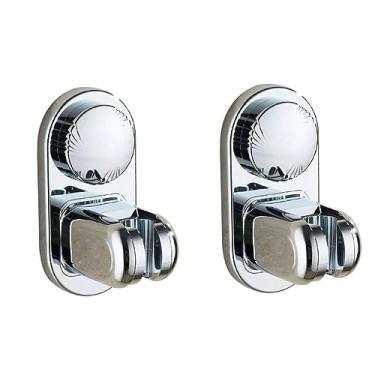 Imagem de AkosOL 3 peças de base montada na parede sem perfuração bocal de chuveiro spray bidê alça suporte mangueira ajustável, prata x 2 peças