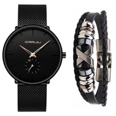 Imagem de Relógio Masculino Casual Luxo Ultra Fino + Bracelete Metal-Masculino