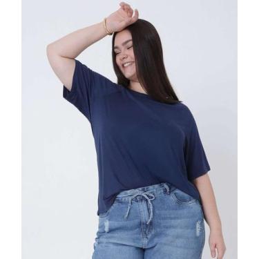 Imagem de Blusa Plus Size Feminina Manga Curta Marisa-59009, Azul, G1