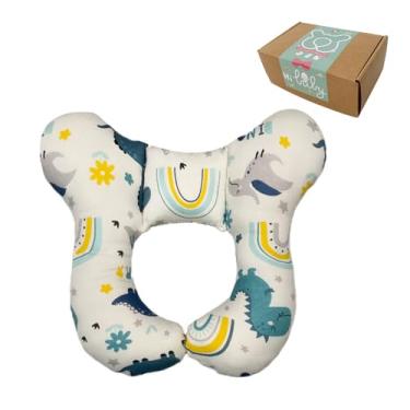 Imagem de Wedfull Travesseiros de pescoço para bebê, confortável, para viagem, cabeça e pescoço, para carrinho de bebê, travesseiro de viagem de algodão PP macio para recém-nascidos de 0 a 2 anos, dinossauro