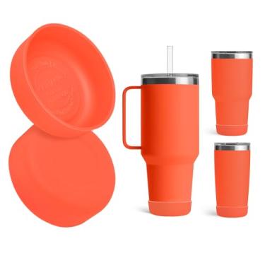 Imagem de Kaitiaki Pacote com 2 botas de silicone para YETI Rambler Caneca de palha de 1,2 l e 992 g, capa antiderrapante para caneca de viagem, copo de água, serve na maioria dos carros, acessórios de garrafas