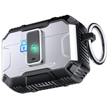 Imagem de Capa blindada resistente para AirPods Pro3 Geração com trava e chaveiro, proteção resistente contra quedas de 360°, abertura de 1-clique e tampa magnética, capa dura AirPods Pro 3ª capa rígida para