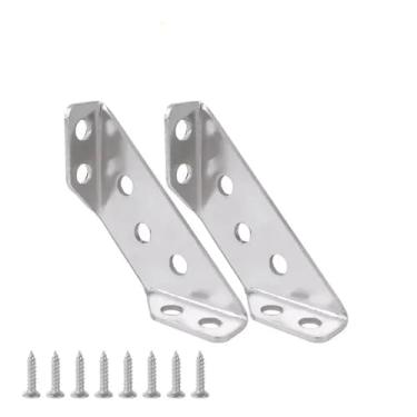 Imagem de 1 – 12 peças universal suporte de canto de aço inoxidável fixadores de móveis suportes angulares conector prateleiras suporte de armário quadros (2 conjuntos)