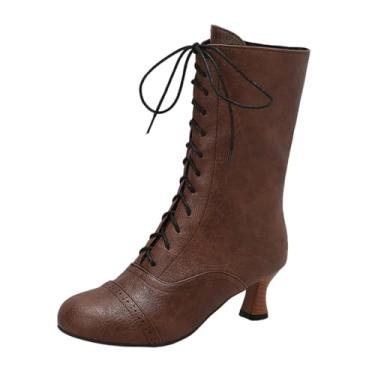 Imagem de Botas femininas modernas, casuais, versáteis, descoladas e estilosas de inverno, bico redondo, com zíper, bico redondo, salto alto, tornozelo, Café, 39