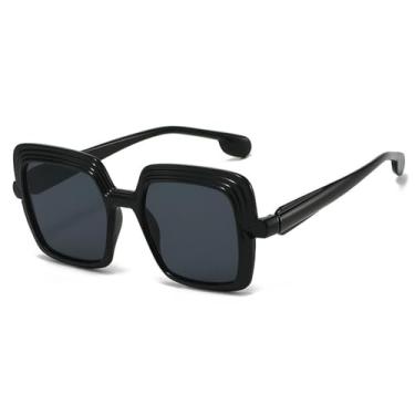 Imagem de Óculos de Sol UV400 - Armação Grande com Lentes Degradê Coloridas para Homens e Mulheres, Ideais para Esportes, Corrida, Ciclismo e Atividades ao Ar Livre, na cor preta.