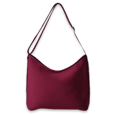 Imagem de POPUPS Bolsa tiracolo Hobo – Bolsa mensageiro ajustável de neoprene lavável com bolso interno e fecho de zíper (35,5 cm x 15,2 cm x 25,4 cm), Baga, Popups Bolsas de telefone da marca