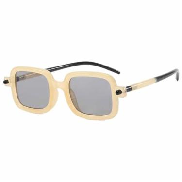 Imagem de Óculos de Sol Bicolor Feminino Punk Masculino UV400 para Esportes ao Ar Livre, Corrida e Ciclismo, Preto, Bege e Cinza