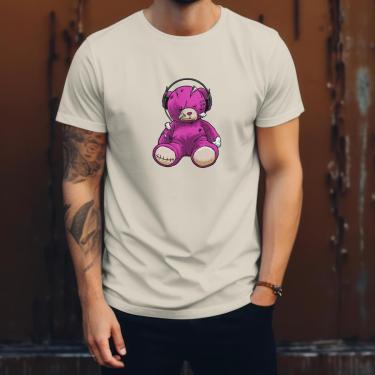 Imagem de Camiseta Unissex Casual Urso Moderna Estilosa em Algodão Ajustável ao Corpo do P ao G1-Unissex