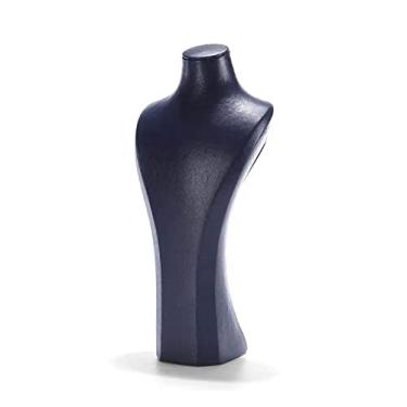 Imagem de Suporte de exibição de joias, colar de corrente, suporte de exibição de busto, colares, manequim, couro, organizador de joias azul (grande)