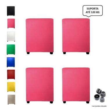 Imagem de Kit 4 Puffs Quadrado Banqueta Decorativo Cubo Banquinho Sala - Mercadã