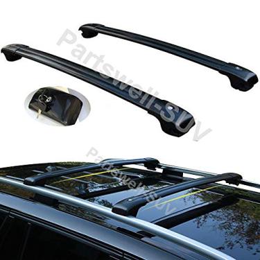 Imagem de YiXi-Partswell 2 peças de rack de teto travável barras transversais bagageiro de alumínio adequado para VW Volkswagen Atlas Teramont 2018-2020 - preto