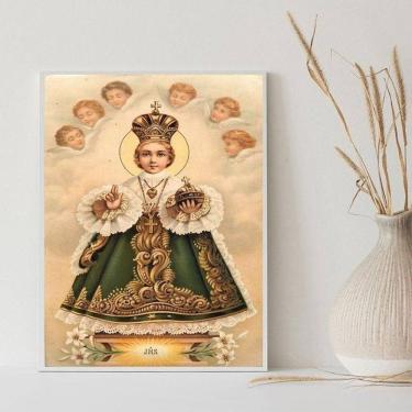 Imagem de Quadro Decorativo Menino Jesus De Praga 24X18Cm - Com Vidro