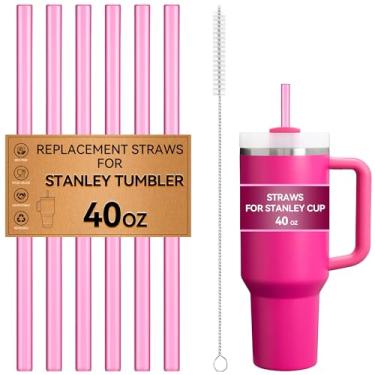 Imagem de Snowfall Canudo de substituição para copo Stanley 30/1,134 g, pacote com 6 canudos reutilizáveis com escova de limpeza, material Tritan (vermelho arroxeado, 1,134 g)