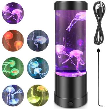 Imagem de Lâmpada de água-viva, luz redonda para aquário de água-viva, configuração de 7 cores, realista, LED, fantasia, efeito de luz, luz noturna, decoração sensorial, presente para crianças, adultos, casa ou