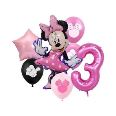 Imagem de Conjunto De Balões De Folha Minnie E Mickey Mouse 7 Peças Para Festa D