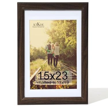 Imagem de KTKDE Moldura de 38 x 58 cm, moldura para pôster, imagens 33 x 48 com tapete ou 38 x 58 sem, vidro temperado, moldura de madeira de nogueira de 68 x 38 cm, melhor presente