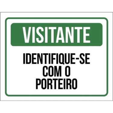Imagem de Kit 5 Placas Sinalização - Visitante Identifique-Se Porteiro