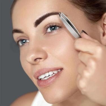 Imagem de Pinça de aço inoxidável para sobrancelhas e barba – Ferramenta multifuncional para cuidados faciais, pinça de precisão para modelagem de sobrancelhas, manutenção de barba e muito mais (1 peça)