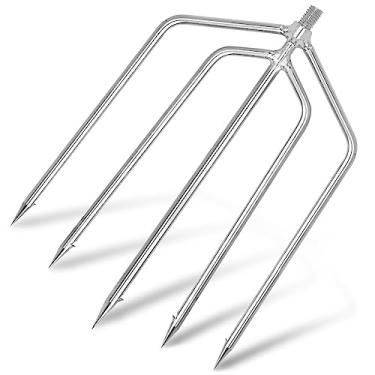 Imagem de KOMCLUB Arpão de pesca de aço inoxidável com 5 pinos, anzóis de pesca farpados, lanças de mergulho para vara de pesca, arpão para caça, peixe, sapo, lago, lago