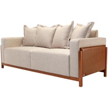 Imagem de Sofá 04 Lugares 238cm Khali B04 Linho Bege Couríssimo Whisky - Lyam