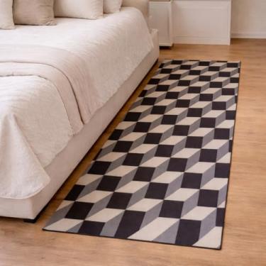 Imagem de Tapete Passadeira Algodão Jacquard 2,00m x 0,65cm Beira de Cama, Cozinha e Corredor(Marrom 3D,3,00m x 65cm)