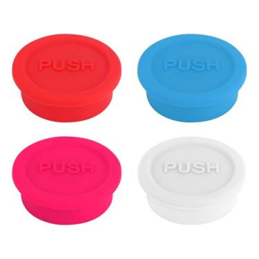 Imagem de 4 tampas de garrafa para vidro Sodastream, tampa de silicone para vedação de água e bebida, peça de reposição reutilizável (vermelho, rosa, azul, branco)