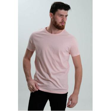 Imagem de Camiseta Masculina Gola Redonda Básica  Rosa Claro Algodão