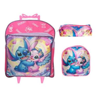 Imagem de Kit Mochila Escolar Carrinho Menina Princesas Reforçada P - Plike