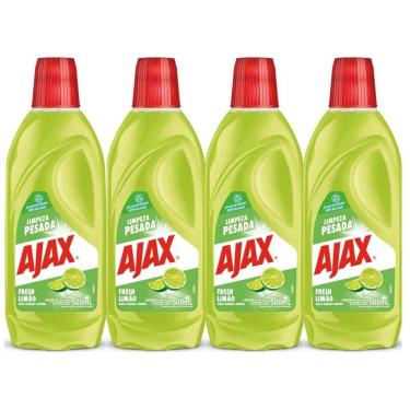 Imagem de Kit 4 Limpador Ajax Fresh Limão Limpeza Pesada 500ml
