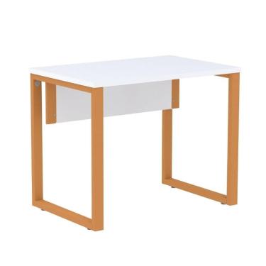 Imagem de Mesa Escritório P25 Tub Pandin 90 Cm Largura Tampo Mdp Branco Pé Aço Tubular Laranja