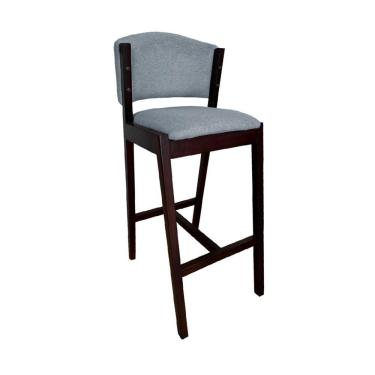 Imagem de Banquetas Alta De Madeira Maciça Castanho Premium Ana Com Encosto Linho Cinza - Cor: Cinza