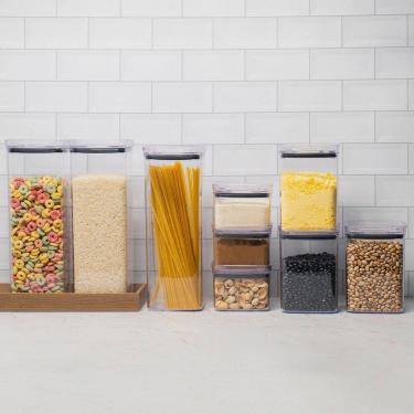 Imagem de Kit 9 Potes Hermético Transparente Quadrado Para Porta Mantimento Cozinha