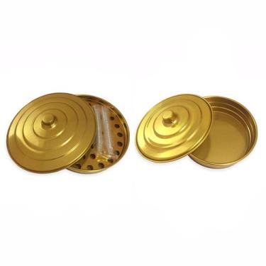 Imagem de Kit Santa Ceia Com 2 Bandejas Para Pães E Cálices Douradas - Lk Magazi