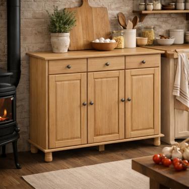 Imagem de Balcão 3 Portas 100% Madeira Maciça Cozinha Bancada Rústica