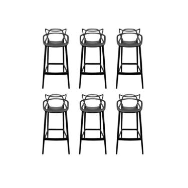 Imagem de KIT - 6 x Banquetas altas Masters Allegra - Preto
