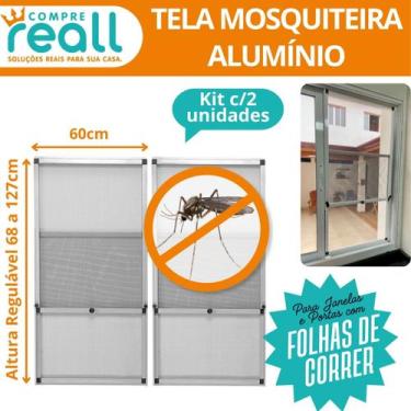 Imagem de Tela Mosquiteira Ajustável para Janela 68 a 127cm x 60cm Alumínio Kit 