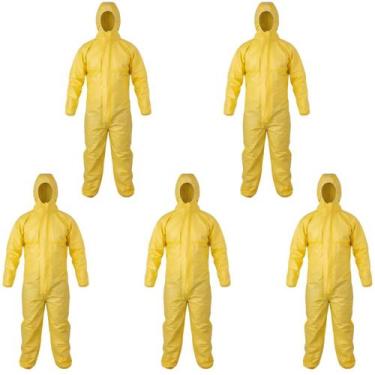 Imagem de Kit 5 Macacão De Segurança Proteção Química Pintura Covertech 300 Com 