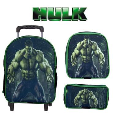 Imagem de Mochila Infantil Rodinhas Menino Incrível Hulk 3D Toys 2U