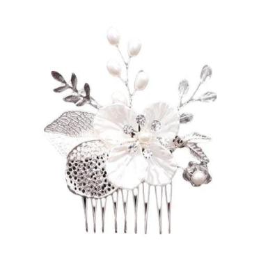Imagem de Pentes De Cabelo De Noiva Com Pérolas Prateadas E Strass, Acessórios D