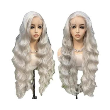 Imagem de Peruca Sintética Longa De 32 Polegadas Com Ondas Soltas Pretas E Renda