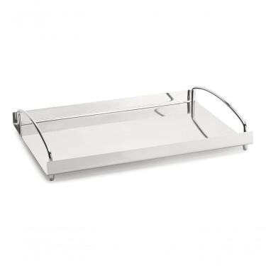 Imagem de Bandeja Grande De Aço Inox 40x26 Cm Com Alças Café Chá Bar Servir Decorativa Decoração Banheiro Aço