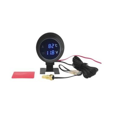 Imagem de Voltímetro Digital LED À Prova d'Água 12V 24V E Medidor De Temperatura